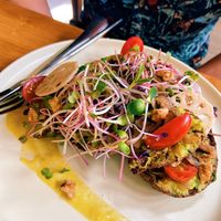 Avocado shiitake toast  at 2 Roots Plant-Based Café in Ho Chi Minh City