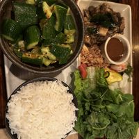 Smashed cucumber and mushroom larb   at Lost in Asia in Hobart