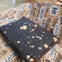 Brick-like "brownie" - good taste, but much compressed at Air Canteen in Alimos