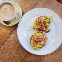 Vegan breakfast muffin.  August 2022 at Cherry Reds Cafe and Bar in Birmingham