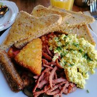 Hearty vegan breakfast at Cherry Reds Cafe and Bar in Birmingham