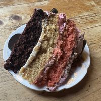 Neapolitan cake is DIVINE!   at Cherry Reds Cafe and Bar in Birmingham
