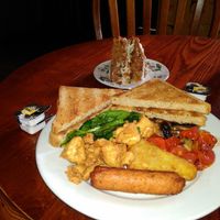 Vegan Full English Breakfast and Vegan Carrot Cake at Cherry Reds Cafe and Bar in Birmingham