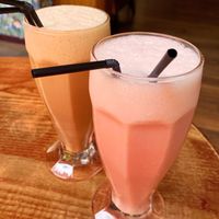 Strawberry milkshake & caramel frappe   at Cherry Reds Cafe and Bar in Birmingham