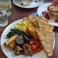 Hearty vegan breakfast at Cherry Reds Cafe and Bar in Birmingham