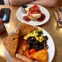 pancakes and full english, booooshhh at Cherry Reds Cafe and Bar in Birmingham