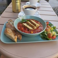 Vegan shakshuka and coffee at Coffee Station in Województwo Warmińsko-mazurskie