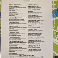 Menu at Portland Street Creperie in Dartmouth