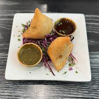 Samosas. So Yummy and warm!  at Sage Vegetarian Restaurant in Durham