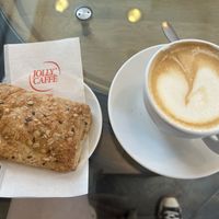 berry jam-filled puff pastry + cappuccino with soy milk  at DolceSalato in Toscana