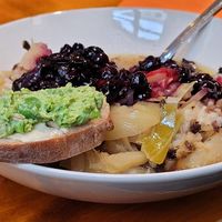 Pea hummus with the bread. at Kahvila Napero  in Helsinki