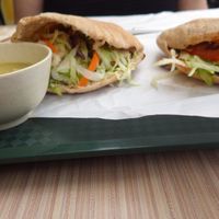 Falafel Pita and Fava Bean Pita with hummus side at Fill a Pita in Central Singapore