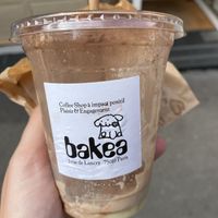Front of latte  at Bakea in Paris