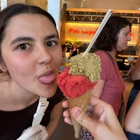 Pistachio & raspberry  at Gelateria Sunflower in Toscana