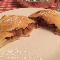 Delicious vegan apple pie calzone...not on their regular menu, but maybe they'll bring it back!  at Sylvia's Brick Oven in Lafayette