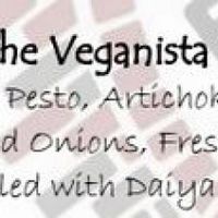 An example of one of the pizzas on their menu! They denote which pizzas can be vegan by swapping in Daiya cheese. at Sylvia's Brick Oven in Lafayette
