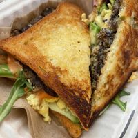 Breakfast sandwich *looks better than taste*  at Kitchen Mouse in Los Angeles