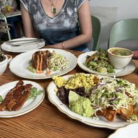 Delicious vegan dishes   at Kitchen Mouse in Los Angeles