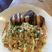 Black bean cakes at Kitchen Mouse in Los Angeles