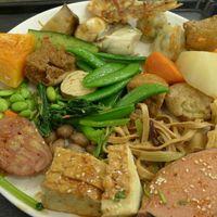a selection of food from the minder buffet at Minder Vegetarian in Taipei