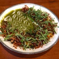English pea and asparagus green curry at Gado Gado in Portland
