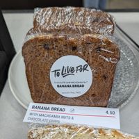Vegan chocolate macadamia nut banana bread at Coffee Villain in North Vancouver