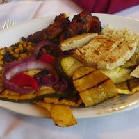 vegan meal with gardein chicken, grilled veggies, plantains... at The Lodge at Bryce Canyon in Bryce