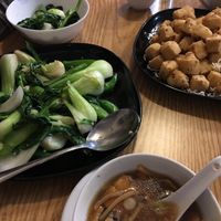Salt and pepper tofu, vegetarian hot and sour soup, mixed vegetables  at So Good in Ottawa