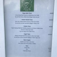 Menu in August 2025  at Happy Taco in Provincetown