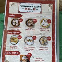 Paper menu  at Zen Dimsum & Bao in København