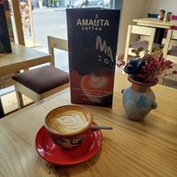Vegan cappuccino at AMAUTA COFFEE - LA MAR in Provincia De Lima