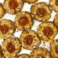 Vegan gluten free almond thumbprint cookies - apricot  at Overlook Bakery in Woodstock