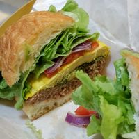 Yuba 'egg' and kale pesto burger at Ooh Cha Cha - Zhongzheng District in Taipei