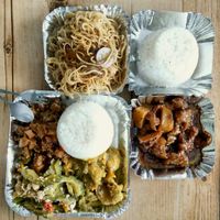 Four delicious viands, 2 cups of rice, a side of pansit, all for less than Php150! at Green Earth Vegetarian Restaurant in Lucban