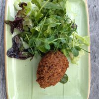 Amuse-gueule: Falafel with pesto and salad at Hafner Wirtshaus in Neuschoenau