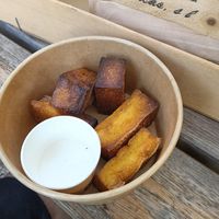Fried polenta sticks at Birrificio del Catria in Marche
