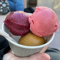 Pumpkin-caramel, fig, strawberry at Eriko Osawa Earthly Gelato  in Tokyo