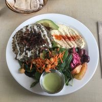 Mjadra (lentil) lunch plate at Nuba Cafe - Yaletown in Vancouver