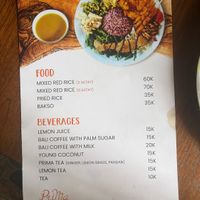 Menu  at Prima Warung in Ubud
