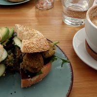 Vegan Life Bagel with extra Avocado and Cappuccino with plant-based Milk at TASTE in Schleswig-holstein