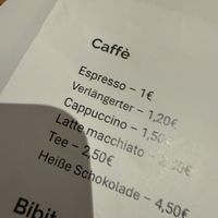 coffee menu  at Vegitalian in Salzburg