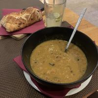 Manestra Bobici - Istrian bean, lentil, chickpea and vegetable stew with bread   at Bistro Paris in Primorsko-goranska županija
