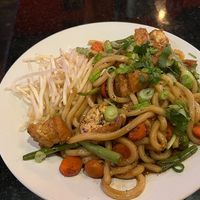 Spicy udon noodles with tofu  at Red 88 in Davis