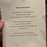 Vegan menu   at Cambium in Brockenhurst