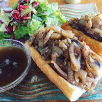 Mushroom dip sandwich at Leaf Eaters Cafe in Bocas Del Toro