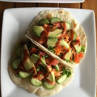 tacos at Leaf Eaters Cafe in Bocas Del Toro