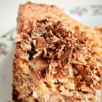 tomato and olive cake, vegan cheese at Chat-Rivari Café in Paris