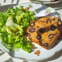 Savory cake at Chat-Rivari Café in Paris