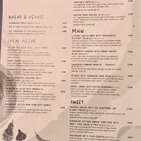 Menu  at Marumba in Budapest