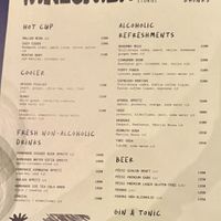 Menu  at Marumba in Budapest